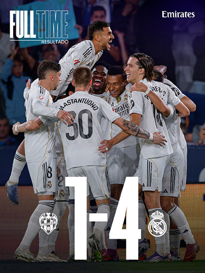 西甲：皇马4-1莱万特 姆巴佩双响 马斯坦托诺处子球