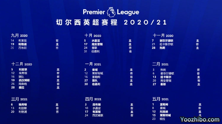20/21赛季<a href=/shipin/zuqiuzhibo/chelsea/ target=_blank class=infotextkey>切尔西</a>赛程表出炉